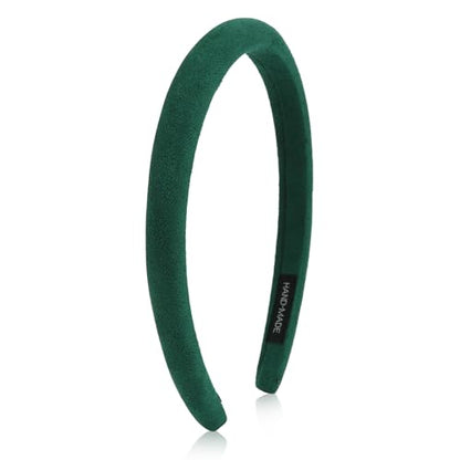 Wecoe Padded Headbands for Women - Fall & Winter Plain Sueded-Like Headbands Fashion Non slip Soft Comfortable Head Bands Hair Accessories for Women(Green)