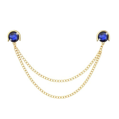 Crystal Rhinestone Brooch Mens Lapel Pins for Shirt Collar Suit Tassel Collar Chains for Shirts Badge Suit Accessories Men Brooch - color: Blue