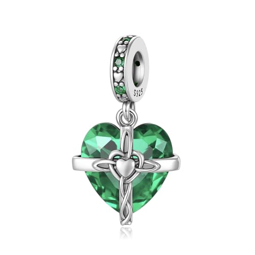Birthstone Charms 925 Sterling Silver Heart Charms for Bracelets and Necklaces Birthday Day Christmas Gifts For Women - color: E-May