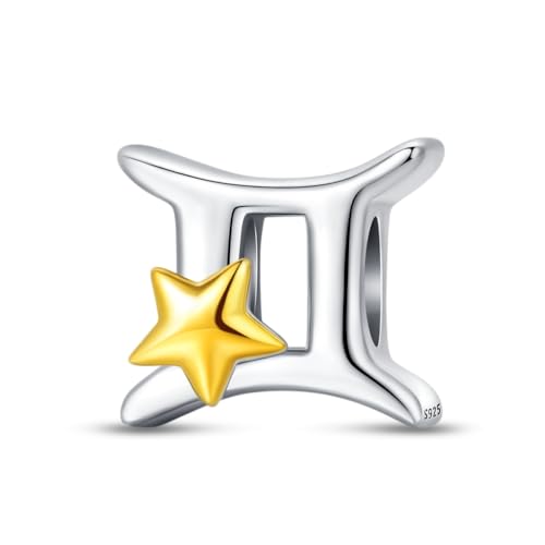 925 Sterling Silver 12 Astrological Signs Charm for Bracelets and Necklace Happy Birthday Charms for Bracelet and Necklace Valentine's Day Mother's Day Gift - style: Gemini Charm