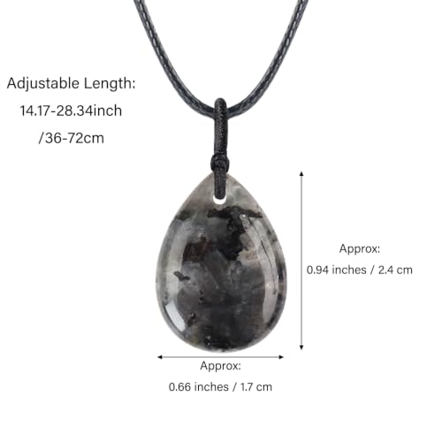 Teardrop Gemstone Necklaces for Women, Healing Crystal Pendant Necklace Birthstone Jewelry for Women - color: Black Spectrolite
