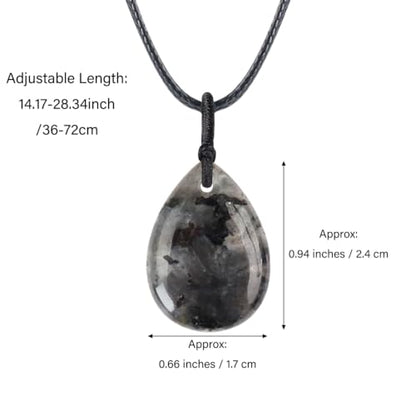 Teardrop Gemstone Necklaces for Women, Healing Crystal Pendant Necklace Birthstone Jewelry for Women - color: Black Spectrolite