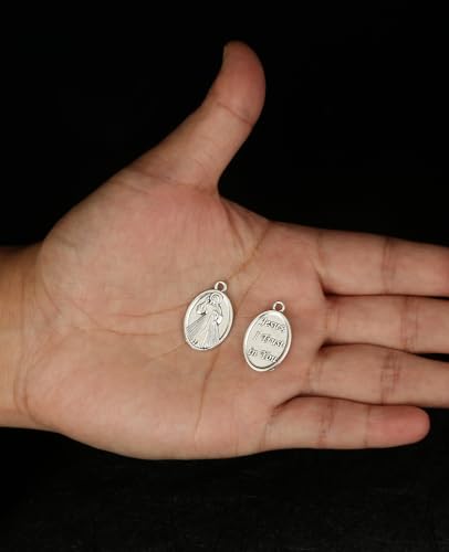 Saint Therese of Lisieux/Saint Mother Teresa of Calcutta/Divine Mercy Jesus/Mater Dolorosa Patron Saint Medal Charm Pendant for DIY Rosary Necklace Bracelet Jewelry Making Part - color: 30pcs-Divine Mercy Jesus medal