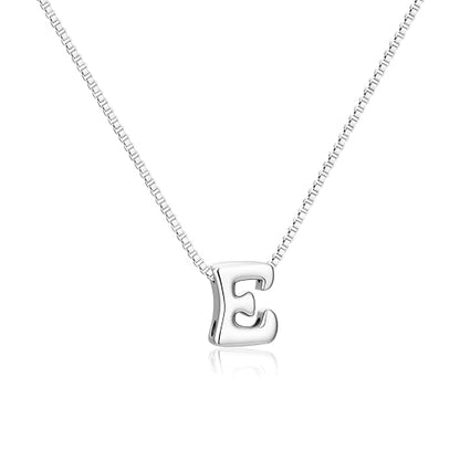 Bubble Gold Initial Necklaces for Women,14K Gold Plated A-Z Initial Necklaces for Women, Chunky balloon letter name Pendant Necklace Fashion Jewelry Gifts - color: E, style: Silver
