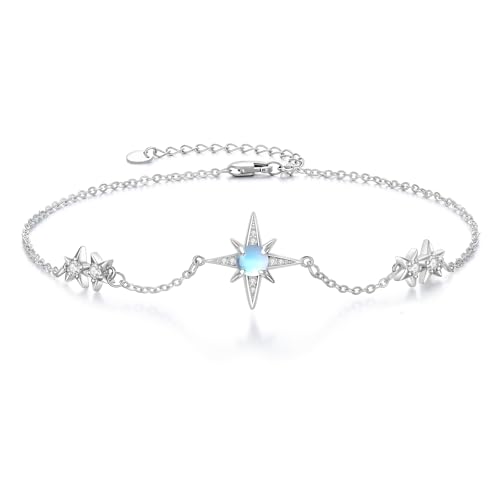 Moonstone Bracelet for Women 925 Sterling Silver Moonstone Bracelet Adjustable Jewelry Gift for Women - style: Star Bracelet
