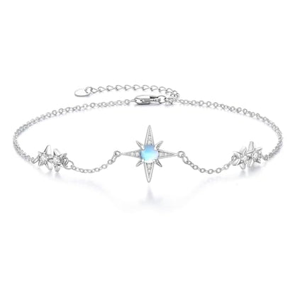 Moonstone Bracelet for Women 925 Sterling Silver Moonstone Bracelet Adjustable Jewelry Gift for Women - style: Star Bracelet