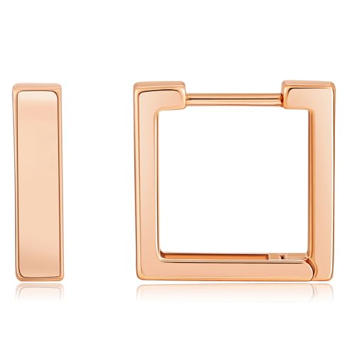 Gacimy Small Gold Huggie Hoop Earrings for Women | 14k Gold Plated, Small Hoop Earings for Women, 1/2 Inch Yellow Color Earrings - color: Rose Gold, size: Square