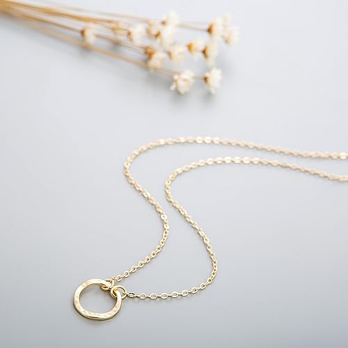 Fettero Pendant Necklace Gold Choker Layered Coin Open Karma Circle Full New Crescent Moon 14K Gold Plated Simple Dainty Necklaces for Women Jewelry Gift - style: Karma Circle / 2 Layer