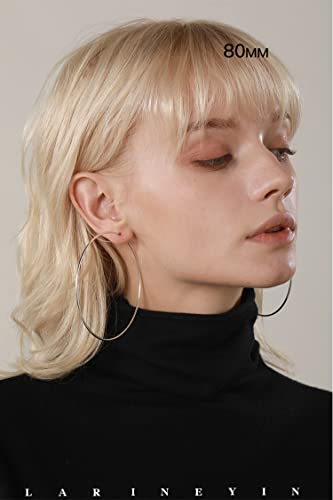 Chic 925 Sterling Silver Big Hoop Earrings Minimalist Round Circle Endless Large Huggie Hoops Statement Earrings 50/60/70/90mm Hypoallergenic Fashion Jewelry Gifts for Women Girls - style: 80mm