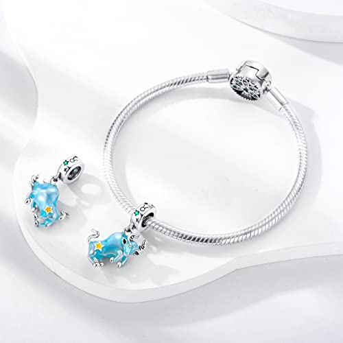 Zodiac Sign Charms for Bracelet Necklace 925 Sterling Silver Charms 12 Constellation/Horoscope Star Dangle Birthstone Beads, Birthday Jewelry Gifts for Women Men - color: Zodiac Taurus(4.20～5.20)