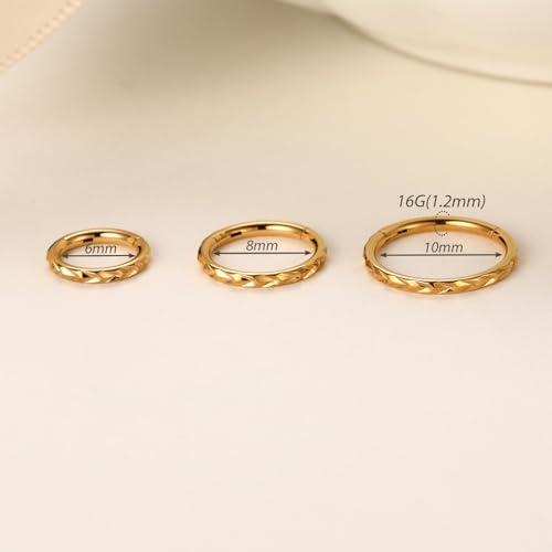FUNLMO 16G 18G Nose Ring Hoop Septum Ring Helix Tragus Conch Rook Daith Lip Piercing Jewelry Cartilage Earring 316L Surgical Steel - color: Gold