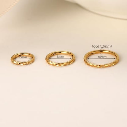 FUNLMO 16G 18G Nose Ring Hoop Septum Ring Helix Tragus Conch Rook Daith Lip Piercing Jewelry Cartilage Earring 316L Surgical Steel - color: Gold