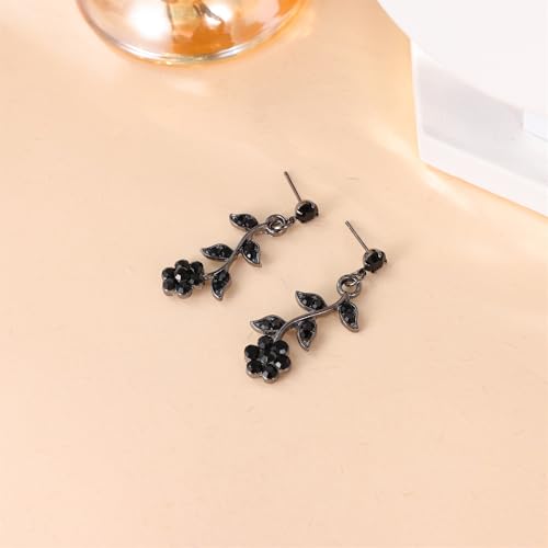 Kamirola Tiaras and Crowns for Women,Tiaras Earrings Necklace, Crystal Bridal Jewelry Set (TR48) - color: Black