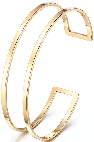 14K Gold Plated Arm Cuff for Women, Waterproof Adjustable Open Upper Arm Bracelet (Armlet), Non Tarnish Hypoallergenic Minimalist Trendy Arm Jewelry for Summer Beach Outfit Gift for Women - style: Style02