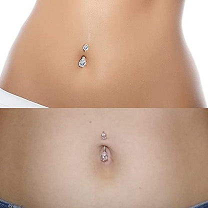 Silver Gold Belly Button Ring for Women Clicker Hoop Belly Rings Opal Navel Piercing Jewelry Dangle Hypoallergenic Surgical Steel Dainty Dangling Navel Rings for Women - color: G1-5pcs rose gold