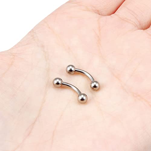 14G 16G Eyebrow Piercing Jewelry G23 Titanium Curved Barbell Eyebrow Ring Vertical Labret Lip Jewelry Rook Daith Earrings Piercing Jewelry for Women Men 6mm 8mm 10mm 12mm 14mm 16mm - color: 14G-8mm