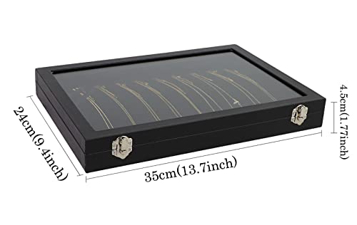 Wudygirl Necklace Organizer Leather Jewelry Tray with Lid 13.7"x9.4" Black | 20 Hooks Jewelry Organizer with Velvet Liner, Ideal for Jewelry Storage, Dresser Drawer or Gift, Dustproof Design - style: Necklace Tray