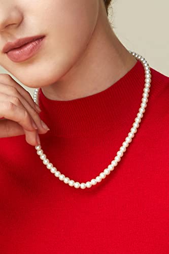 BABEYOND Round Imitation Pearl Necklace Wedding Pearl Necklace for Brides - color: White, size: 6mm