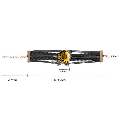 Boho Sunflower Gifts Sunflower Leather Bohemian Bracelet Birthday Gifts for Women Teens Granddaughter Wife Daughter Mom Friendship Bracelets for Her - color: Be a Sunflower