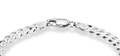 Miabella Italian 925 Sterling Silver 5mm Cuban Bracelet for Men Women | Solid, Diamond-Cut, Link Curb Chain, Fine Jewelry, Made in Italy - style: Length 9 Inches