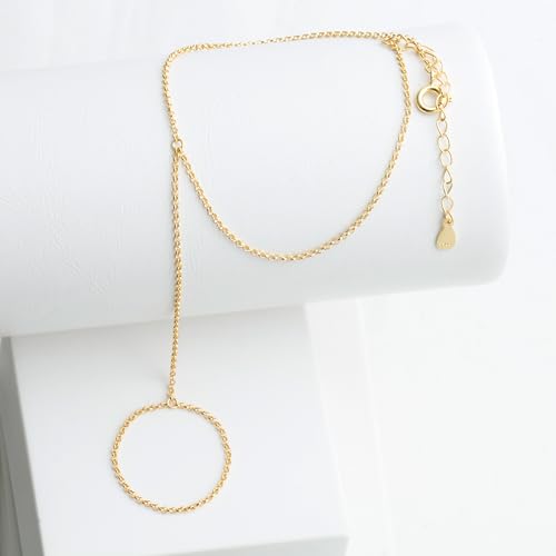 Kakikaki 925 Sterling Silver Finger Ring Bracelet Hand Chain for Women | Slave Bracelets 7" to 9" Adjustable - color: Gold, style: No Diamond