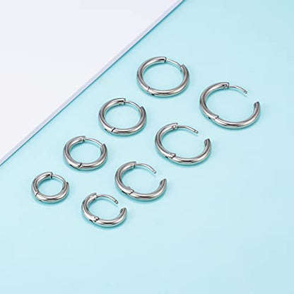 Titanium Huggie Hoop Earrings Hypoallergenic Nickel Free Hinged Sleeper Earrings for Sensitive Skin Cartilage Helix Lobes - style: Huggie 10mm silver