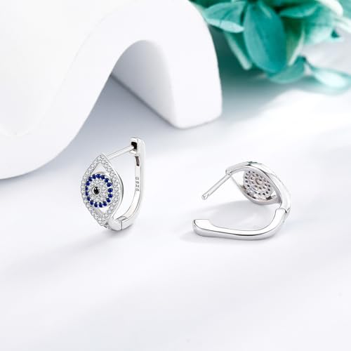 Blue Evil Eye/Celtic/Owl/Moonstone/Paw Print/Cubic Zirconia Hoop Earrings for Women 925 Sterling Silver Women Earrings Jewelry - style: eye C
