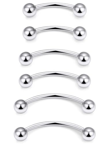 20g 18g 16g 14g Rook Piercing Jewelry Titanium Externally Threaded Curved Barbell Eyebrow Tragus Helix Conch Lobe Labret Earrings Lip Rings Body Piercing Jewelry For Women Men Ball Spike 6mm-19mm - size: 14G - 14/16/19mm Ball