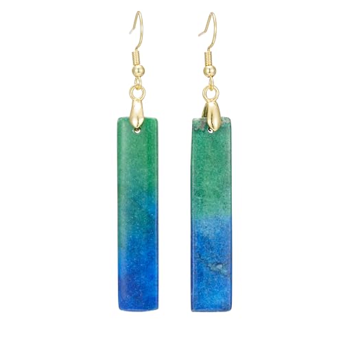 Boho Multiple Style Natural Stone Earrings for Women Unique Healing Gemstone Energy Hypoallergenic Lightweight Dangle Drop Earrings Multiple Styles Earrings Jewelry for Birthday Party Gift - style: Chrysocolla Rectangle