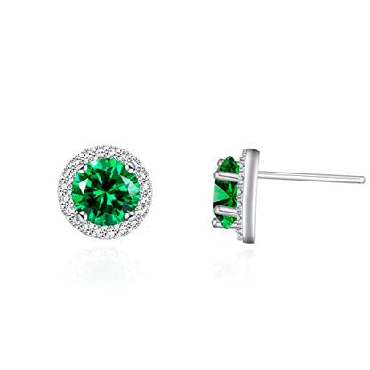 YOQUCOL Bright 8MM,10MM Cubic Zirconia Crystal Stud Earrings Round Pierced Earrings For Women - color: 8MM-Green
