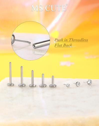 2Pcs Silver 20G/18G/16G Threadless Nose Stud Flat Back Earrings 316L Surgical Steel CZ Daity Nose Helix Cartilage Tragus Conch Labret Medusa Monroe Piercing Jewelry-Multiple Sizes & Gauges - size: 2PCS, 16g 8mm, 2mm CZ