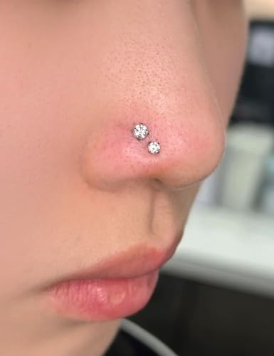 20G 18G 16G Nose Rings Studs 316L Surgical Steel Flat Back Threadless Push in Nose Studs Screw L-Shaped Nose Rings Tragus Cartilage Helix Earrings Piercing Jewelry for Women Men - color: 20G-6/7/8mm Bars-1.5/2/2.5/3mm CZ