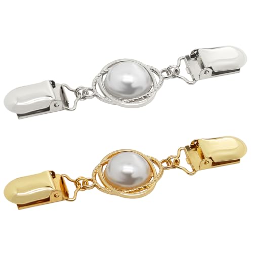 Frutain 2Pcs Cinch Clip Waist Cincher Clips for Women Dress Back Cinch & Shawl Cardigan Sweater Shirt Fasteners(GS) - style: GS-Pearl-Circle
