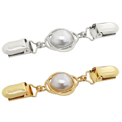 Frutain 2Pcs Cinch Clip Waist Cincher Clips for Women Dress Back Cinch & Shawl Cardigan Sweater Shirt Fasteners(GS) - style: GS-Pearl-Circle