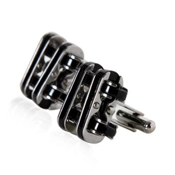 Cuff-Daddy Industrial Chain-Link Black Enamel Stainless Steel Cufflinks with Presentation Box
