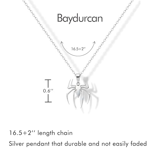 Baydurcan Dainty Silver Necklace for Women Ankh Horse Celtic Necklace Gifts | Dainty charm gifts for friends sister mother, birthday, christmas, graduation gifts. Ready to give with card & envelope. - style: Spider