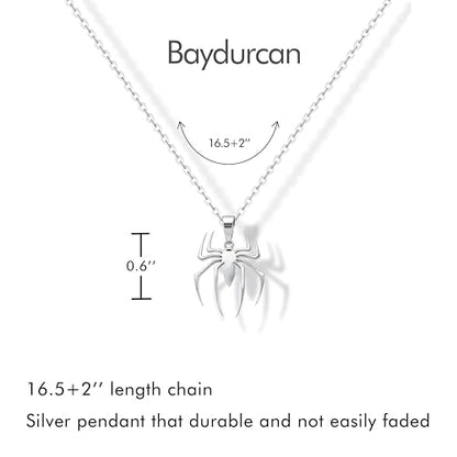 Baydurcan Dainty Silver Necklace for Women Ankh Horse Celtic Necklace Gifts | Dainty charm gifts for friends sister mother, birthday, christmas, graduation gifts. Ready to give with card & envelope. - style: Spider