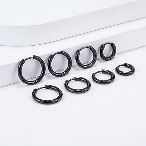 Titanium Huggie Hoop Earrings Hypoallergenic Nickel Free Hinged Sleeper Earrings for Sensitive Skin Cartilage Helix Lobes - style: Huggie 10mm black