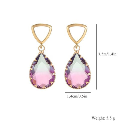 Crystal Earrings CXUEMH Teardrop Earrings for Women Blue and Green Dangle Earrings Elegant Earrings for Prom Emerald Green Earrings Formal Jewelry Crystal Drop Earrings - color: Style A