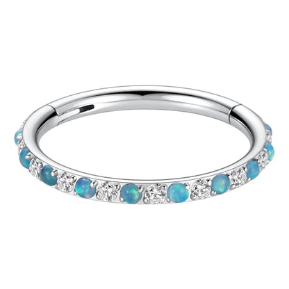 FUNLMO 20G 18G 16G 12G Nose Ring Hoop Conch Rook Daith Helix Tragus Piercing Jewelry 316L Surgical Steel Cartilage Earring Conch Hoop Earring Septum Jewelry Belly Lip Ring 5mm to 14mm - color: Silver-clear CZ&blue opal, 1pc