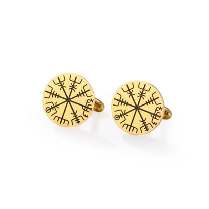 Cufflinks for Men Delicate Stainless Steel Wedding Business Cufflinks Gifts for Groom Husband French Shirt Accessories - style: Shield Symbol-Gold