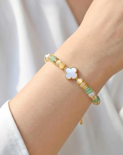 Birthday Jewelry Gifts For Girls Women, Four Leaf Clover & Heart Bracelets - color: Abundant Align