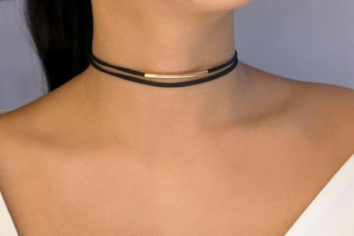 Black Choker Necklaces for Women 90s Red Black Velvet Choker Necklace Thick Thin Chocker Tube Heart Circle Choker Necklace Lace Tatto Collar Necklace Goth Choker Jewelry - style: A1-Tube