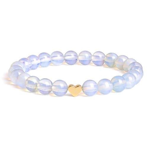 Healing Bracelet For Women Anxiety Beaded Bracelets Jewelry Healing Stone Crystal Bracelet Stress Relief Yoga Beads Chakra Bracelets Gifts For Women pink - color: Opal