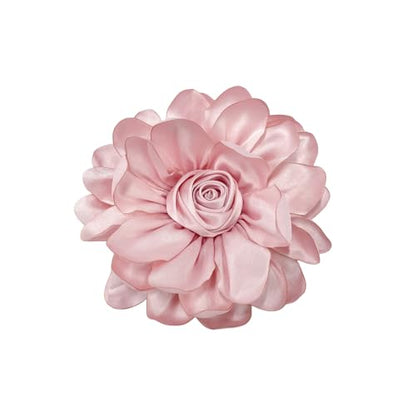 Dainty Fabric Rose Flower Large Brooch Lapel Pins Flower Brooches Pin Classic for Wedding Party Dance Banquet for Women Dress Suit Clothes Accessories Jewelry 100mm - color: Light Pink