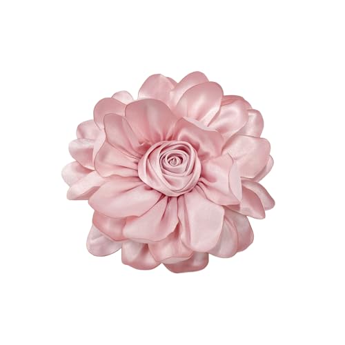 Dainty Fabric Rose Flower Large Brooch Lapel Pins Flower Brooches Pin Classic for Wedding Party Dance Banquet for Women Dress Suit Clothes Accessories Jewelry 100mm - color: Light Pink