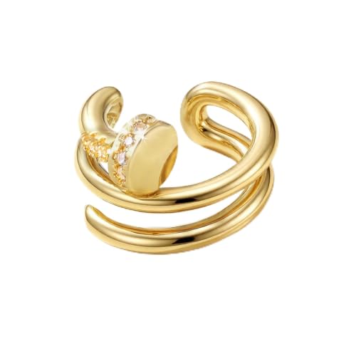 Cubic Zirconia Nail Ear Cuff Non-Piercing Cartilage Earrings | 14K Gold Plated No-Pierce Helix Cuff, Edgy & Minimalist Fashion, Jewelry Gift, Single Ear Cuff (Not a Pair) - color: Yellow Gold