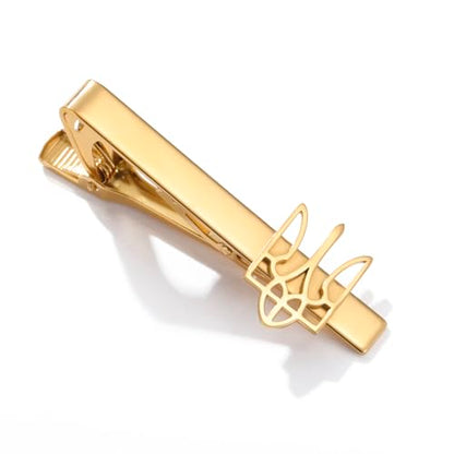 Dreamtimes Ukrainian Symbol Tie Clip Ukrainian Tie Clasp for Men Ukraine Trident Inspired Jewelry Ukraine Remembrance Tie Clip Patriotic Gift - color: Gold