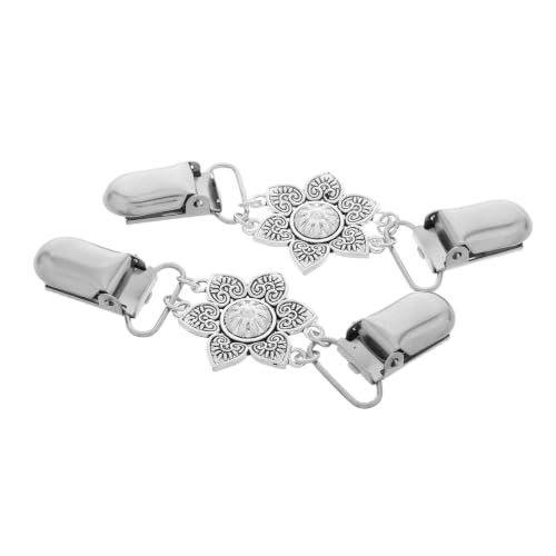 2pcs Vintage Flower Sweater Clips for Women Scarf Clips with Zinc Alloy Material and Silver Color, Secure Collar Fixation Clothing Accessories for Garments and Women's Scarves