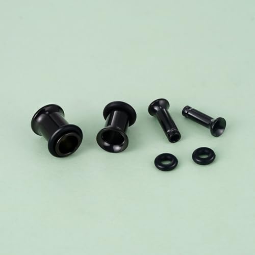 TBOSEN Precise Dimensions Stainless Steel Set Double|Single Flare Tunnel Screw Gauge Ear Expander Stretching Kit Piercing Mixed Size - color: Black-Single Flare, size: 1.6-10mm(14G-00G)